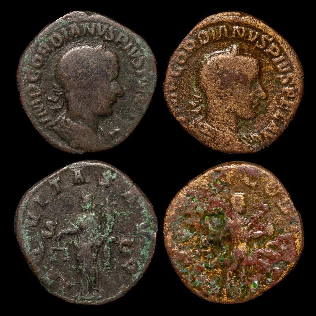 Римская империя. Гордиан III (238–244 гг. н. э.). Lote de 2 Sestercios Æ Roma (без резервной цены) #1.1