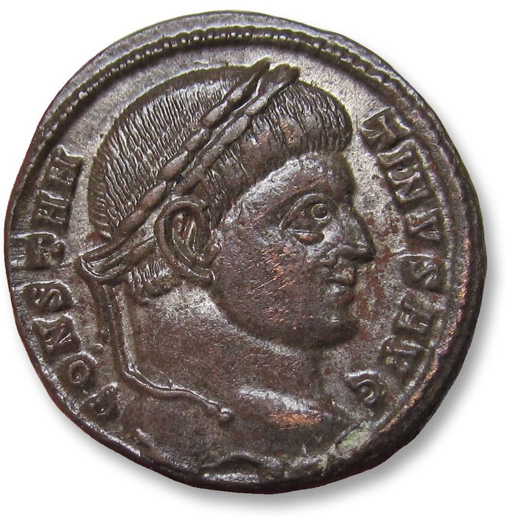 Римская империя. Константин I (306–337 гг. н.э.). Follis Siscia mint 320–321 гг. н. э. — знак монетного двора ASIS✶ — D N CONSTANTINI MAX AVG — Ex CNG 2011 # 1.1