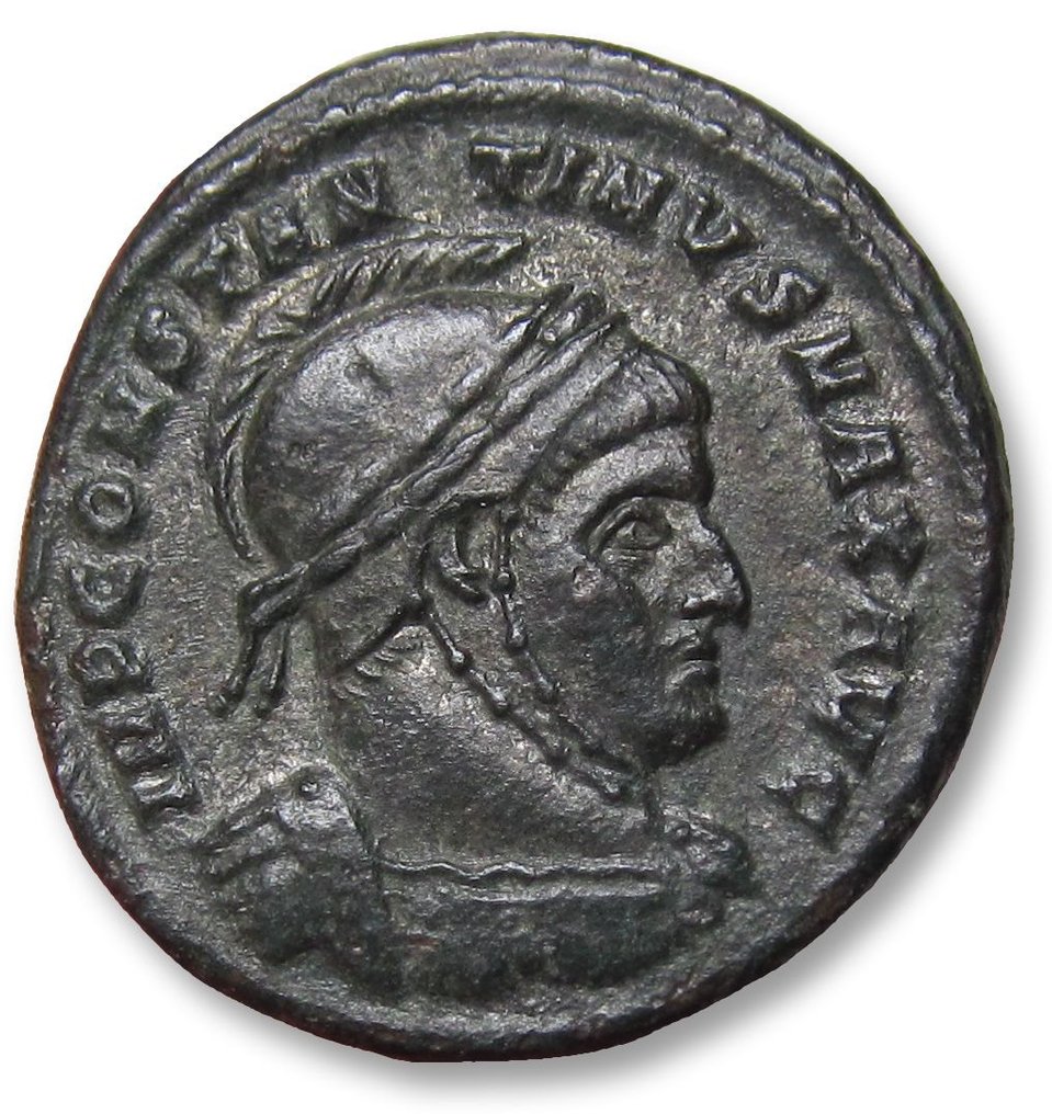 Римская империя. Константин I (306–337 гг. н.э.). Follis Arelate (Arles) монетный двор 319 г. н. э. — знак монетного двора PARL — VICTORIAE LAETAE PRINC PERP, реверс — № 1.1