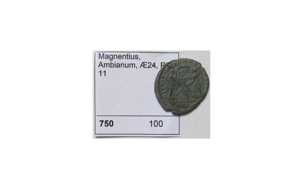 Римская империя. Магненций (350–353 гг. н.э.). Centenionalis Ambianum (Амьен) мята 350-353 гг. н.э. - знак монетного двора AMB (пальмовая ветвь) - дефицитный/редкий тип - #2.1