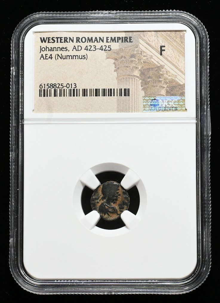 Римская империя. Иоанн (423–425 гг. н. э.). Æ4 Редкий Узурпатор — NGC Fine #2.1