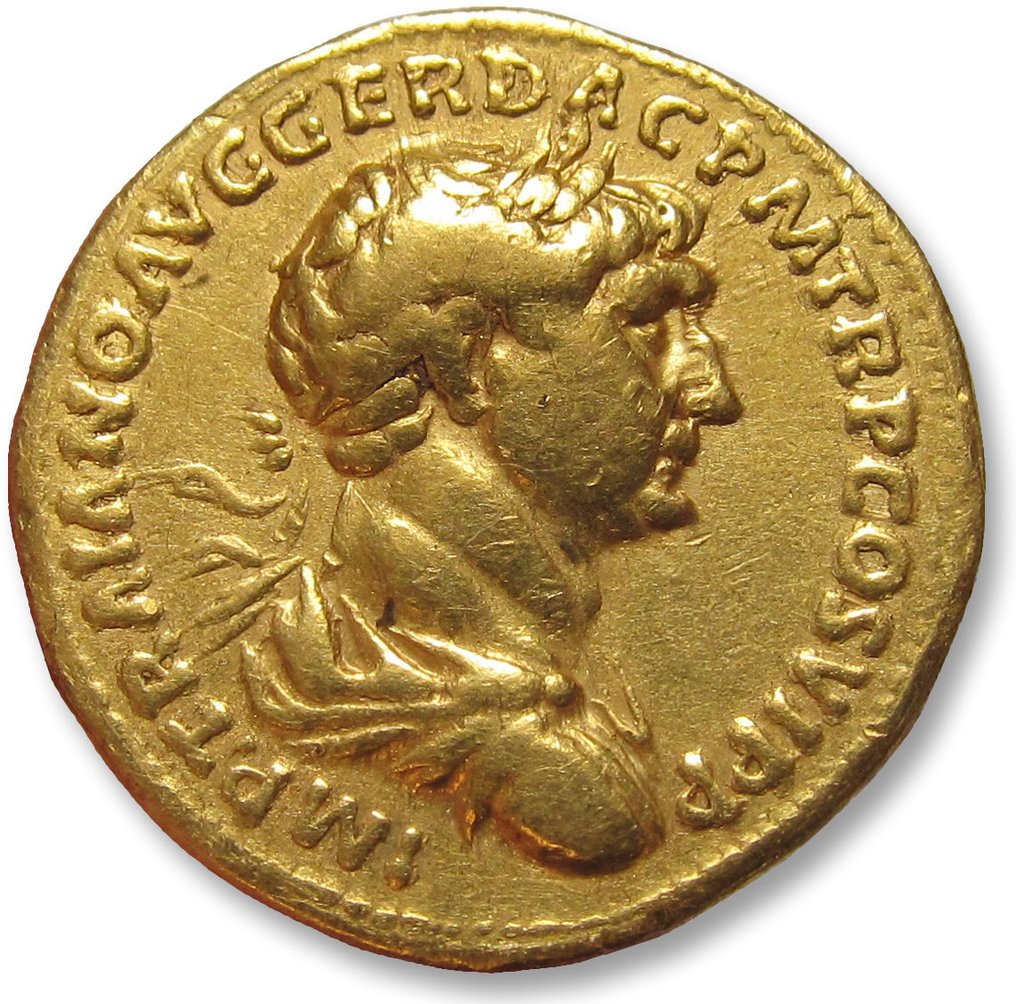 Римская империя. Траян (98-117 гг. н. э.). Монета Aureus Rome, 113-114 гг. н. э. - CONSERVATORI PATRIS PATRIAE - поставляется с французской экспортной лицензией № 2.2