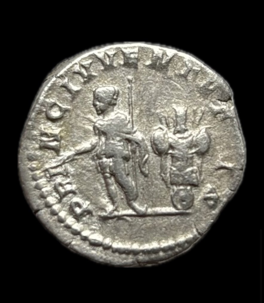 Римская империя. Гета (209–211 гг. н. э.). Denarius Rome - Géta дебютирует в военном стиле (без резервной цены) # 1.1