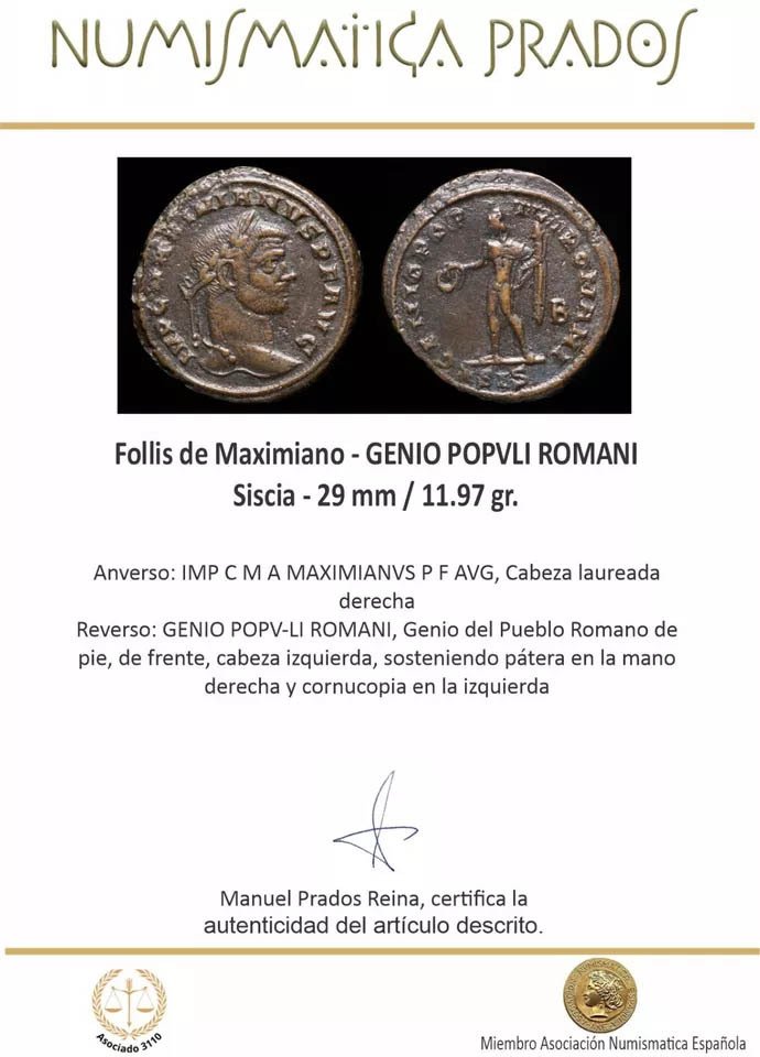 Римская империя. Максимиан (286–305 гг. н. э.). Follis GENIO POPVLI ROMANI, Siscia (Без резервной цены) #2.1