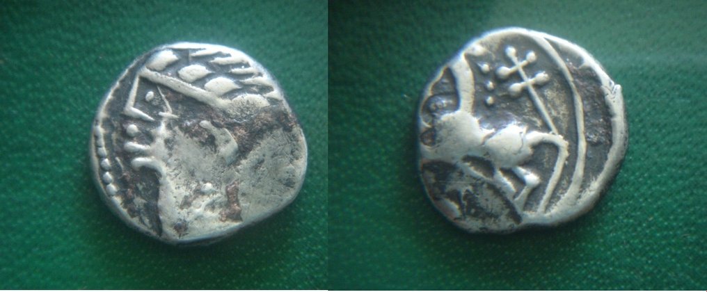 Селтик. Denier des Lingons Kaletedoy (регион Лангр), около 80-50 гг. до Иисуса Христа (без резервной цены) # 1,1