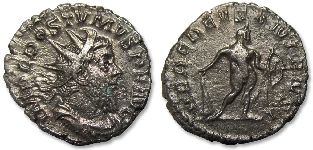 Римская империя. Постум (260–269 гг. н.э.). Antoninianus Treveri или Кельнский монетный двор 260-261 гг. н. э. — HERC DEVSONIENSI — более редкий реверсный тип № 2.1.