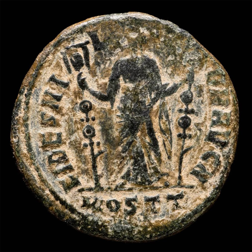 Римская империя. Максенций (306–312 гг. н.э.). Centenionalis FIDES MILITVM AVG N, Остия (без резервной цены) #1.1