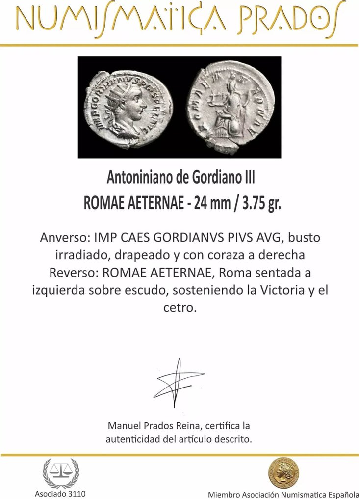 Римская империя. Гордиан III (238–244 гг. н. э.). Antoninianus ROMAE AETERNAE (без резервной цены) #2.1