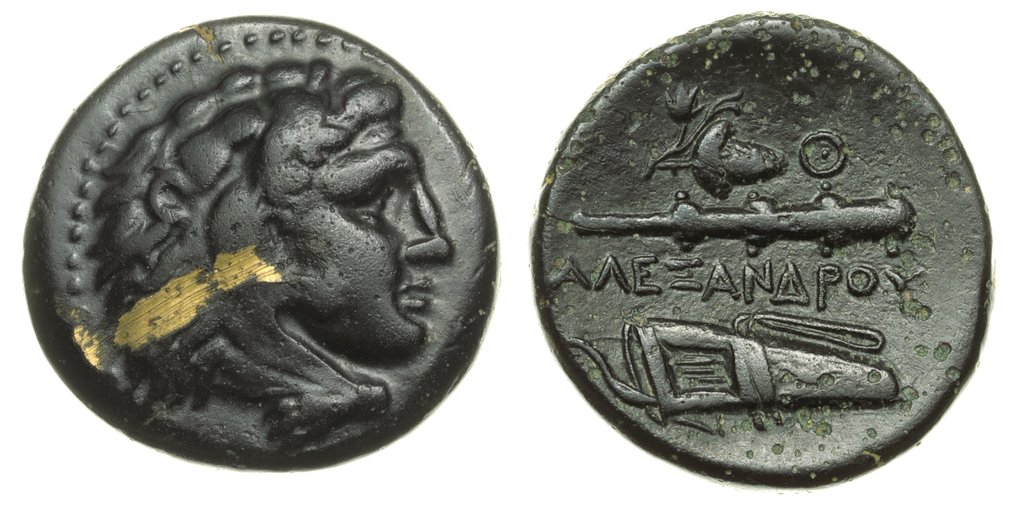 Цари Македонии. Александр III (336-323 до н.э.). Æ (Оружие Геркулеса). Отчеканено при Менесе или Филоте. Тарсос 327-323 до н.э. / Цена 3029 (Без резервной цены) #2.1
