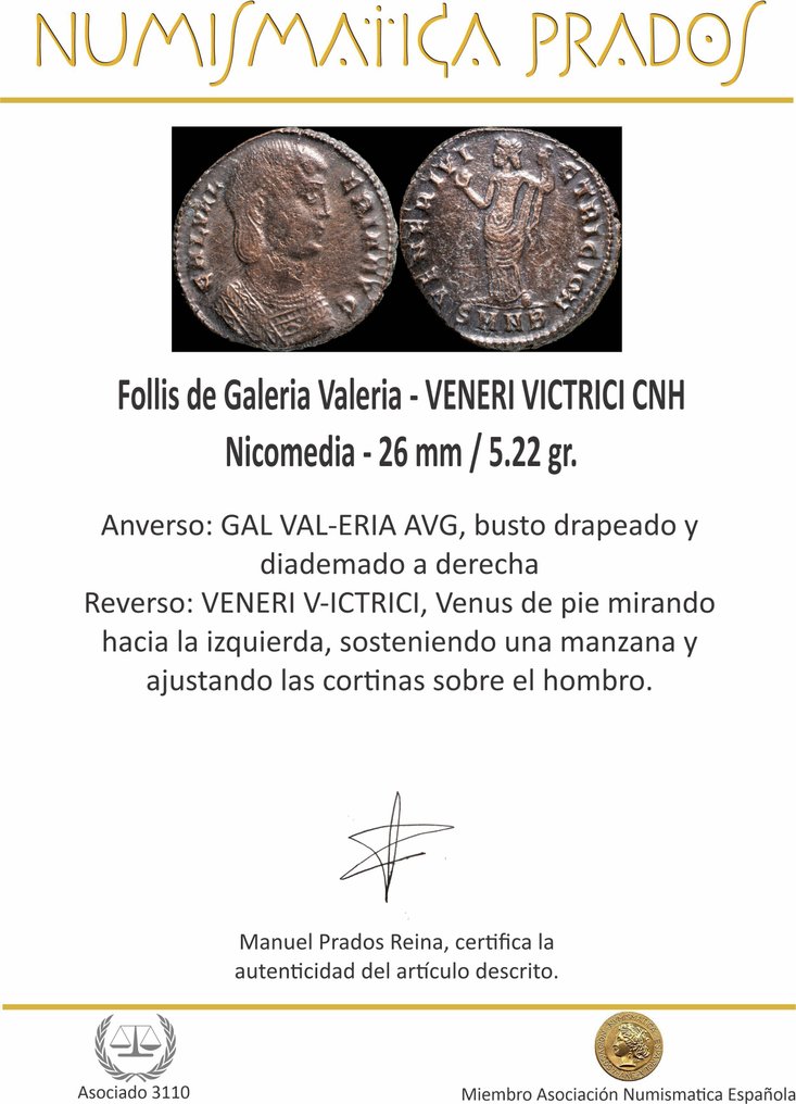 Римская империя. Галерия Валерия († 315 г. н.э.). Follis VENERI VICTRICI CNH, Никомедия (без резервной цены) #2.1