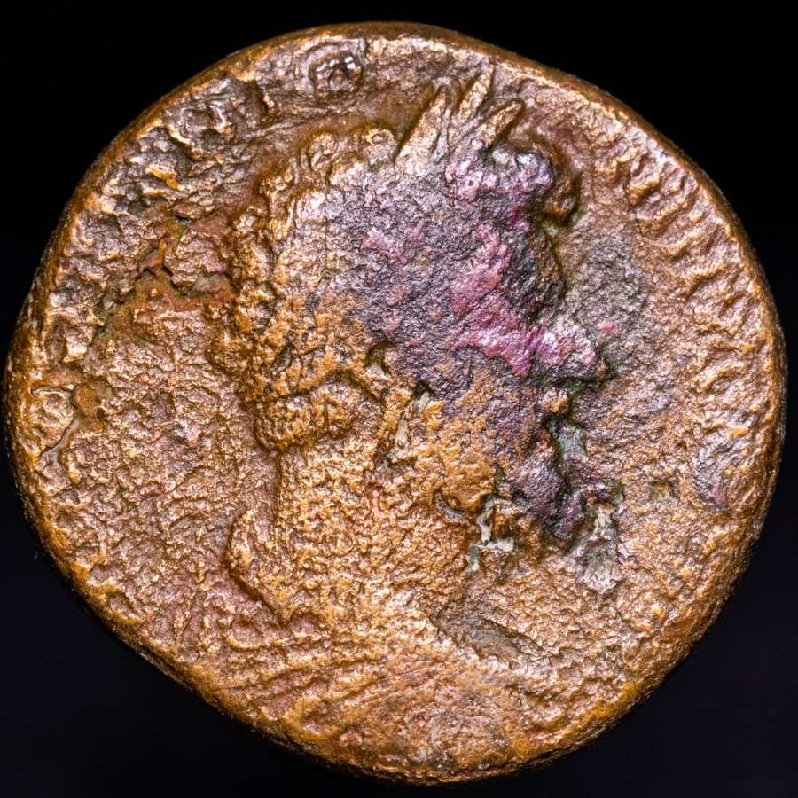 Римская империя. Луций Вер (161–169 гг. н.э.). Сестерций Рим, 163–164 гг.  TR POT [V] IMP II COS II, Марс (без резервной цены) № 1.1