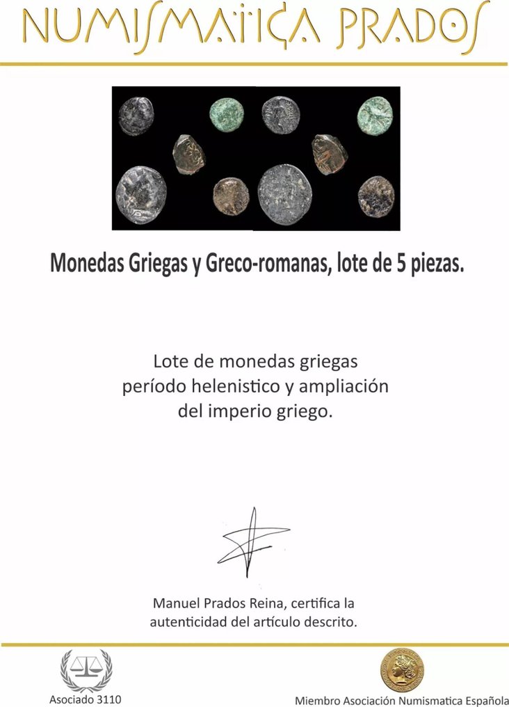 Греция (древняя). Monedas Griegas de Broce различных диаметров. Лоте 5 монет (без резервной цены) #2.1