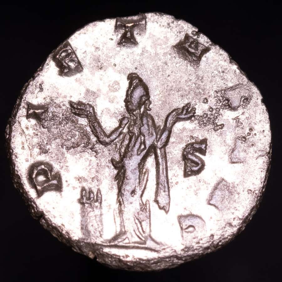 Римская империя. Галлиен (253–268 гг. н.э.). Антониниан. Отчеканено в Медиолане, 264 г. н. э. PIETAS AVG (без резервной цены) № 1.1.