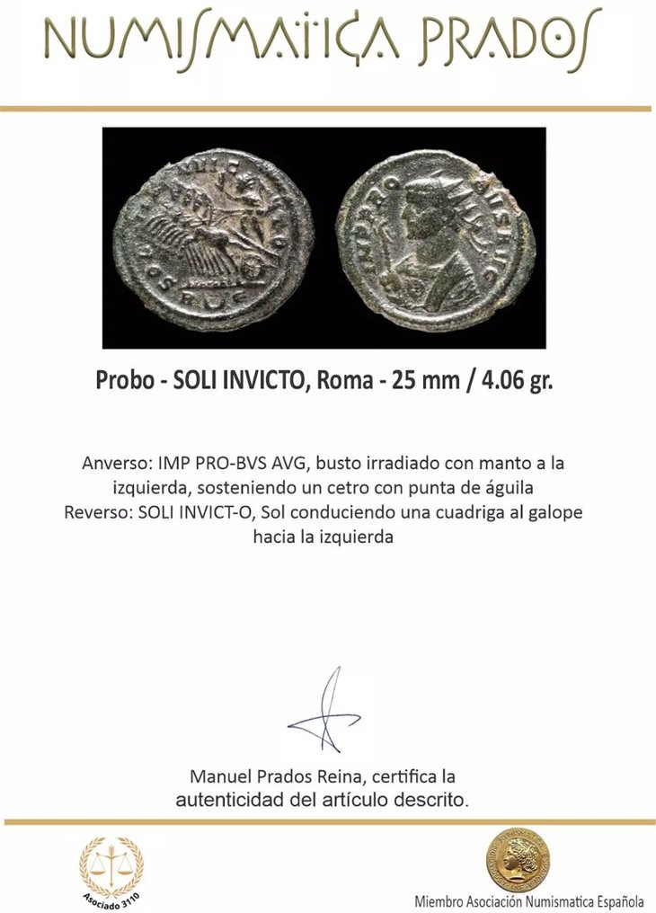 Римская империя. Проб (276–282 гг. н. э.). Antoninianus SOLI INVICTO, Рома (без резервной цены) #2.1