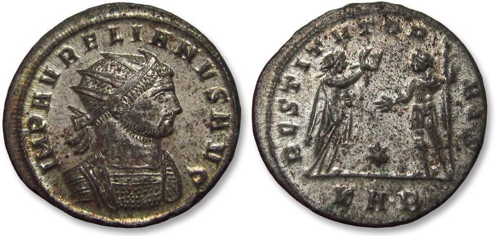 Римская империя. Аврелиан (270–275 гг. н. э.). Посеребренный Антониниан Сердика 274–275 гг. н.э. — RESTITVT ORBIS, знак монетного двора KA·B· – №2.1