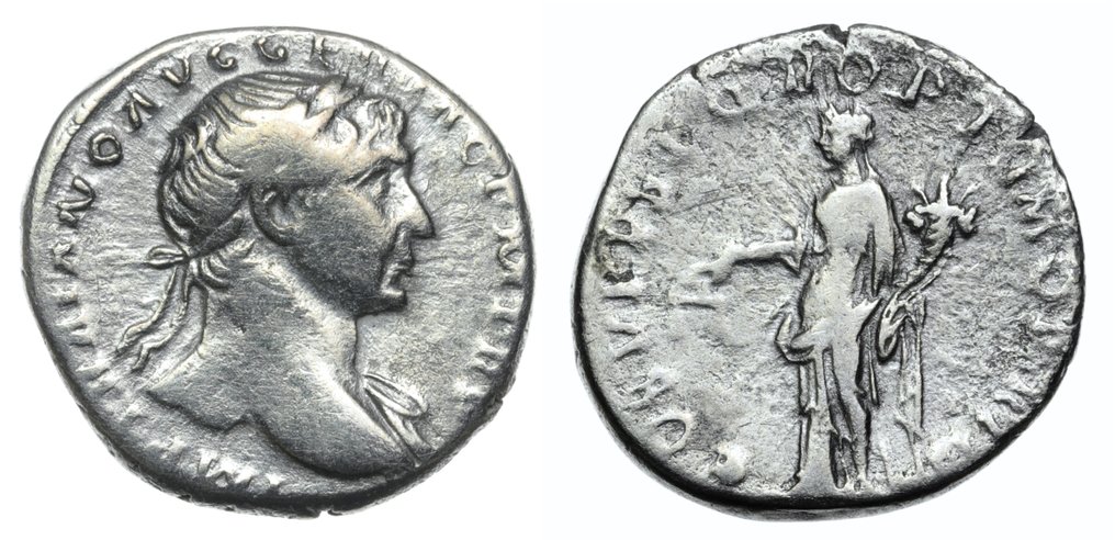 Римская империя. Траян (98–117 гг. н.э.). Денарий (Эквитас). Римский монетный двор 103-111 гг. н.э. / RIC 118 (без резервной цены) № 2.1