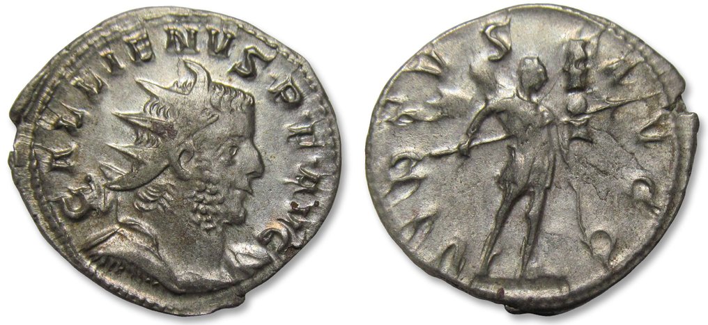 Римская империя. Галлиен (253–268 гг. н.э.). Antoninianus Colonia Agrippinensis (Кёльн) мята 257-259 гг. н.э. — VIRTVS AVGG — #2.1