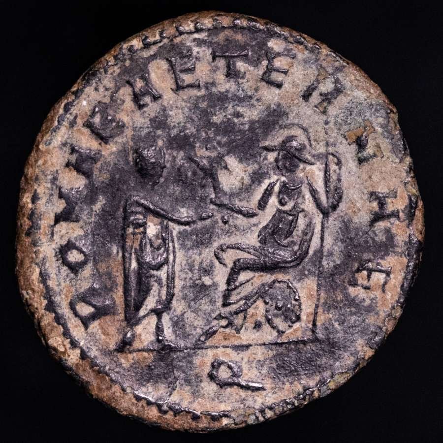 Римская империя. Аврелиан (270-275 гг. н. э.). Монетный двор Антониниана Медиоланума (Милан). ROMAE AETERNAE, Император стоит прямо перед Римом, сидящим слева на щите (без резервной цены) #1.1