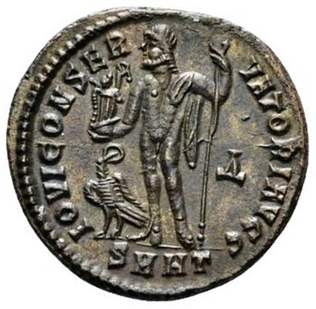Римская империя. Лициний I (308–324 гг. н. э.). Фоллис Гераклея - Юпитер (без резервной цены) #1.1