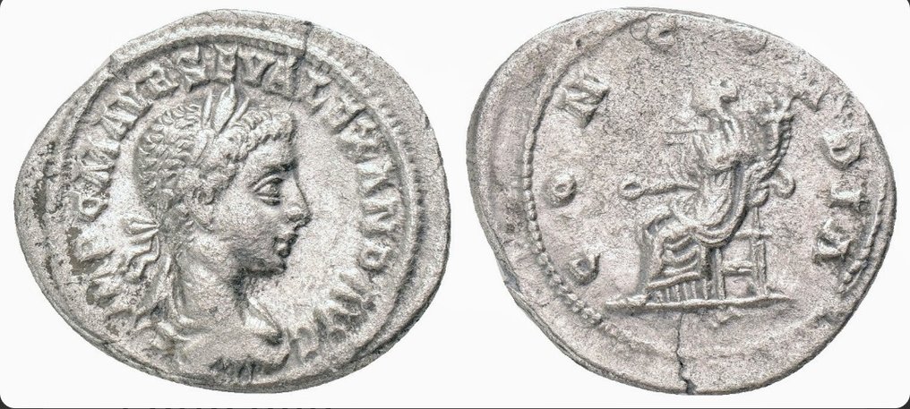 Римская империя. Северус Александр (222–235 гг. н. э.). Денарий Антиохийский (без резервной цены) #2.1