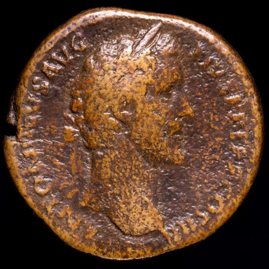 Римская империя. Антонин Пий (138–161 гг. н.э.). Сестерций Рим, 143–144 гг.  IMPERATOR II Fides (без резервной цены) #1.1