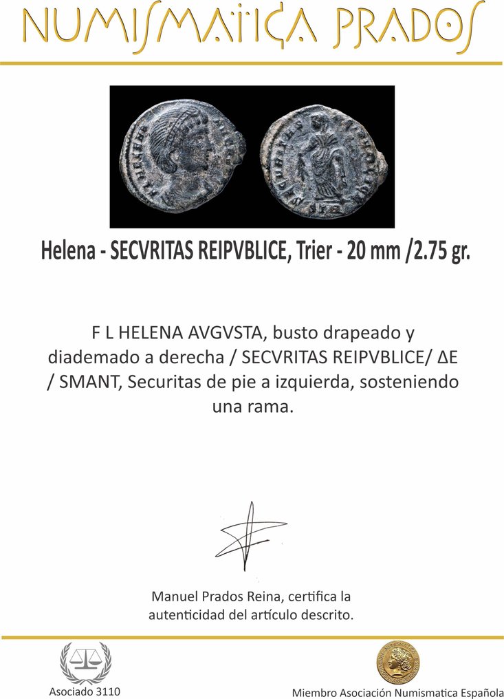 Римская империя. Елена (Августа, 324-328/330 гг. н.э.). Centenionalis Trier (без резервной цены) #2.1