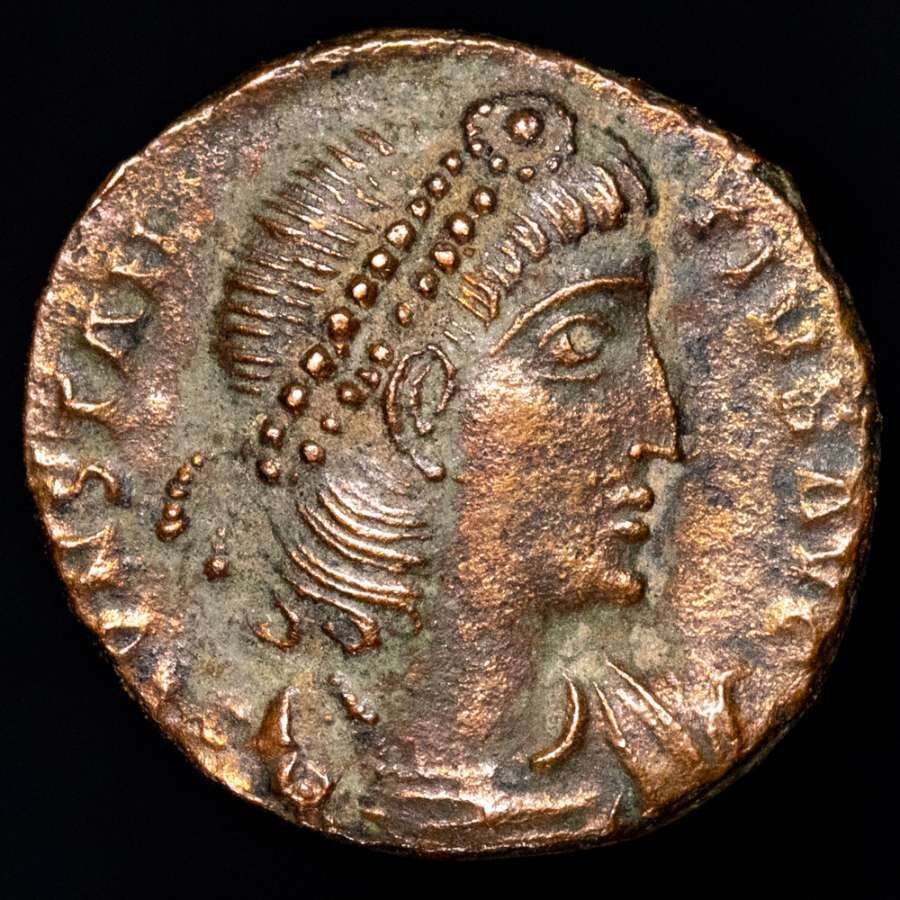 Римская империя. Констанций II (337–361 гг. н. э.). 1/2 Фоллиса с Антиохийского монетного двора. 340 год нашей эры. ГЛОР-IA EXERC-ITVS. СМАНА (без резервной цены) #1.1