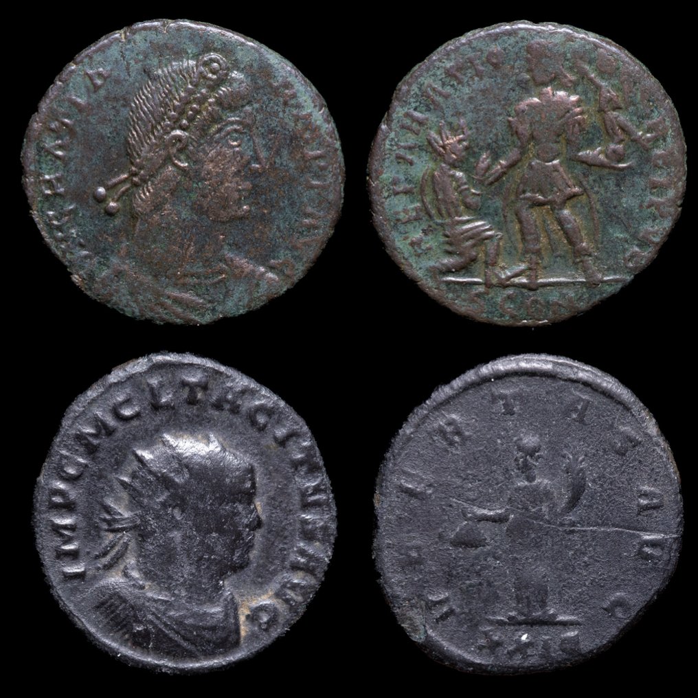 Римская империя. Lote de 2 monedas Æ Graciano y Tácito (без резервной цены) # 1.1