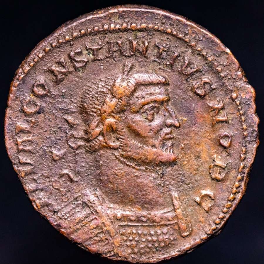 Римская империя. Констанций (305–306 гг. н.э.). Фоллис Лондинум мятный. GENIO POPV-LI ROMANI (без резервной цены) #1.1