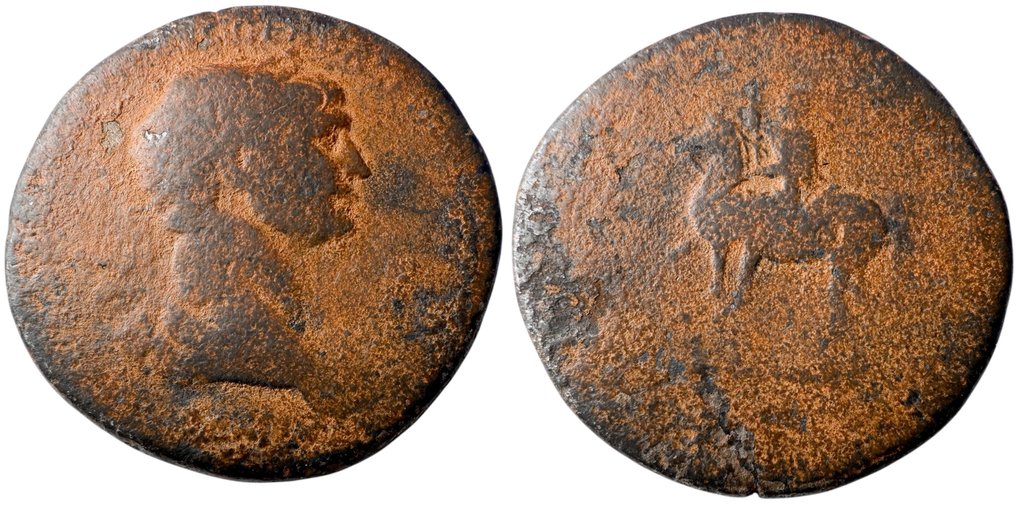 Римская империя. Траян (98–117 гг. н. э.). Сестерций - Statua Equestre di Traiano (без резервной цены) #1.1