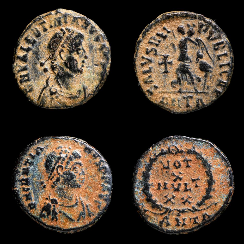 Римская империя. Валентиниано и Грасиано. Nummus Lote de 2 monedas (без резервной цены) #1.1