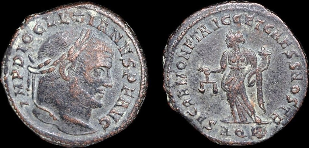 Римская империя. Диоклетиан (284–305 гг. н. э.). Æ Диоклетиан САКРА МОНЕ AVGG ET CAESS NOSTR; Аквилея.- Бесплатная доставка по всему миру (без резервной цены) #2.1
