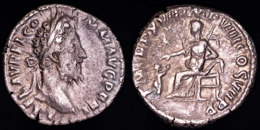 Римская империя. Коммод (177-192 гг. н. э.). Денарий Рим, 192 г. н.э. PM TR P XVII IMP VIII COS VII PP Pietas (Sin Precio de Reserva) #1.1