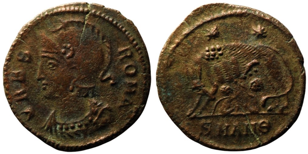 Римская империя. Константин I (306–337 гг. н.э.). Памятная серия Фоллиса, Антиохия, около 330–333 гг. н. э. / RIC 91 (без резервной цены) # 2.1