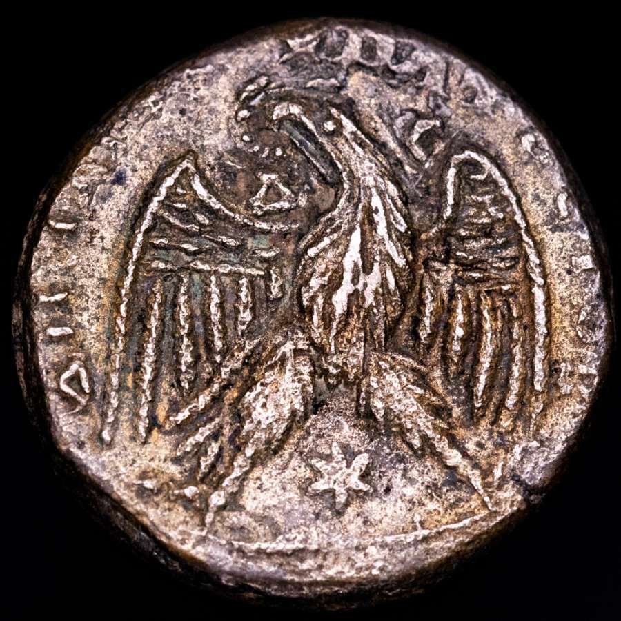 Римская империя (Провинция). Элагабал (218–222 гг. н. э.). Тетрадрахма Селевкида и Пиерия. Антиохия. ΔΗΜΑΡΧ ΕΞ YΠΑΤΟC ΤΟ Β, орел (без резервной цены) #1.1