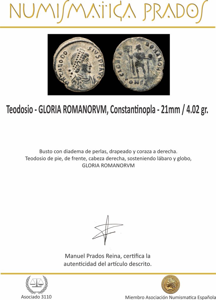 Римская империя. Феодосий I (379–395 гг. н. э.). Фоллис ГЛОРИЯ РОМАНОРВМ, Константинопла (Без резервной цены) #2.1