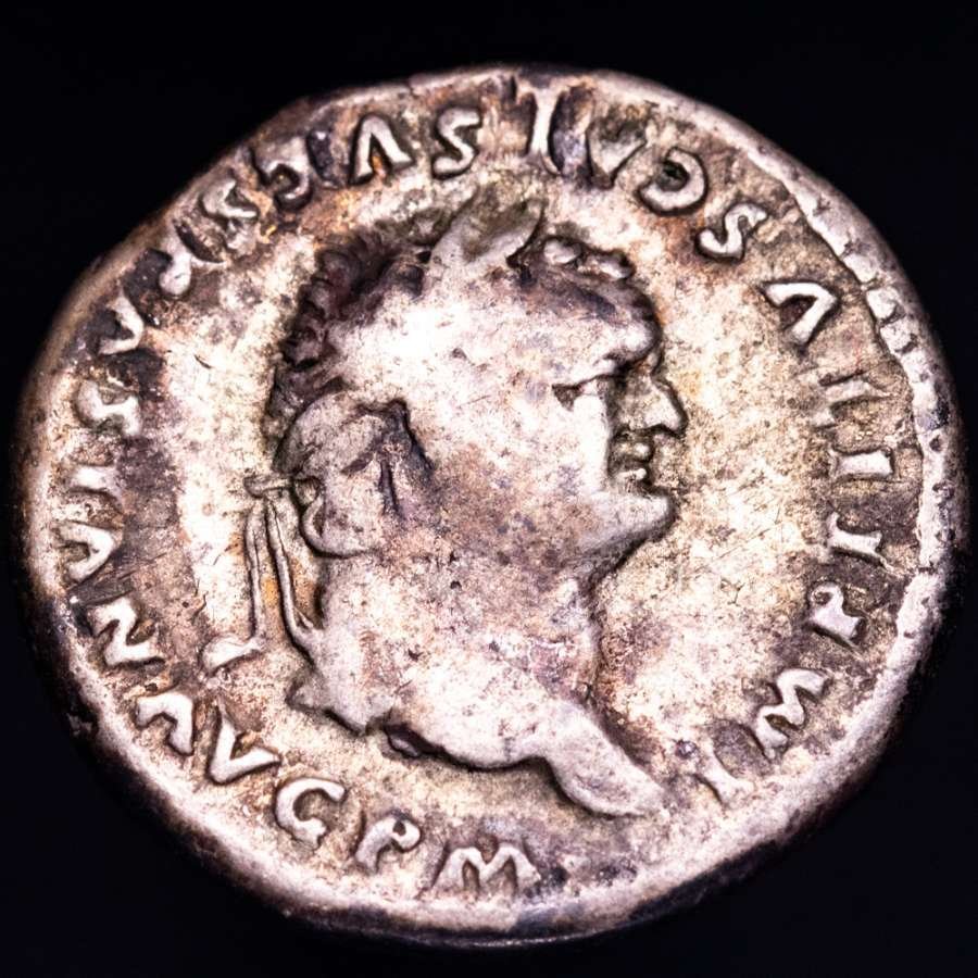 Римская империя. Тит (79–81 гг. н.э.). Денарий, монетный двор Рима, 79-80 гг. н.э. BONVS EVENTVS AVGVSTI (без резервной цены) #1.1