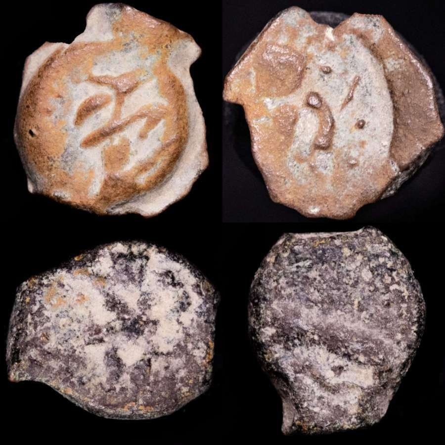 Hispania, Ebusus. Ebusus. Пара 1/8 Calcos Пара бронзовых 1/8 Calco. Бес с молотом и змеей. (Нет резервной цены) #1.1