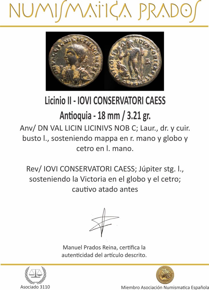 Римская империя. Лициний II (317–324 гг. н. э.). IOVI CONSERVATORI CAESS, Антиокия (без резервной цены) # 2.1