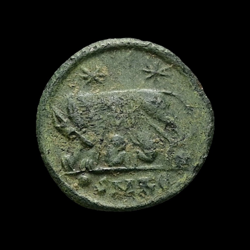 Римская империя. Константин I (306–337 гг. н. э.). Фоллис Кизикос – Лоба Ромуло и Ремо (без резервной цены) # 2.2