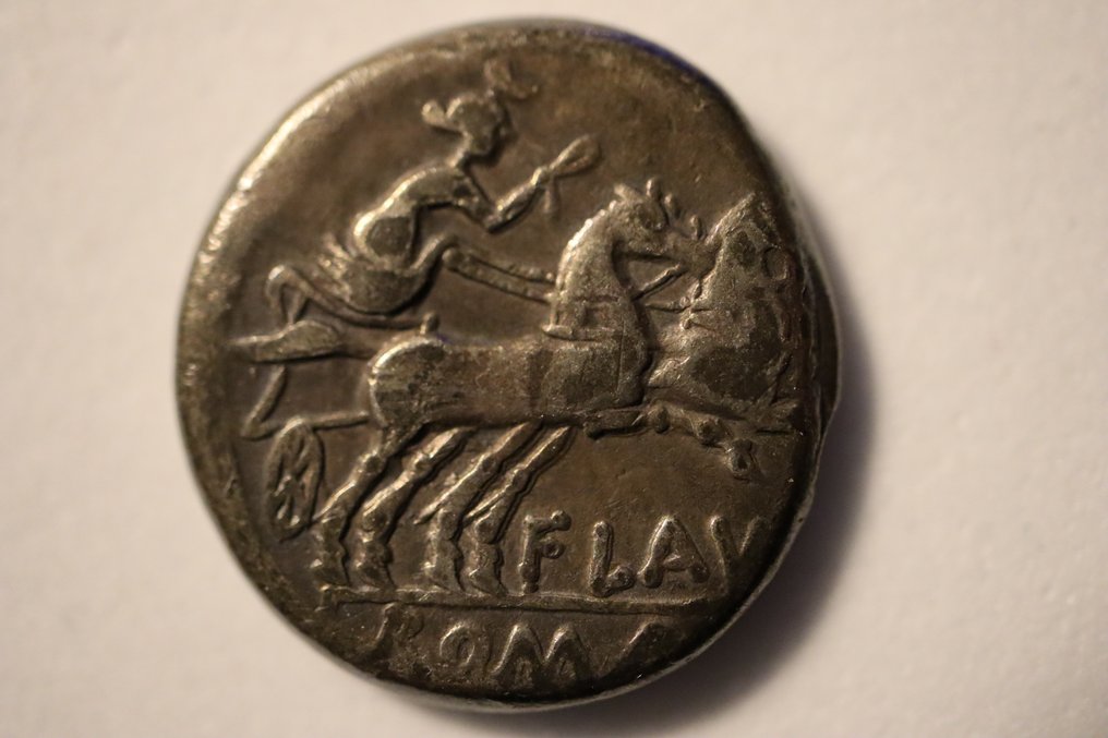 Римская республика. Децимий Флав, 150 г. до н.э. Денарий Рим (без резервной цены) #3.2